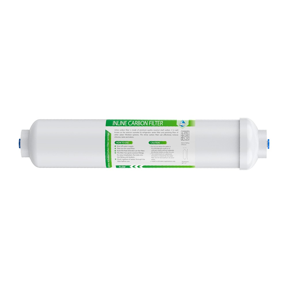 T33 Inline Post Carbon Water Filter 1/4" Quick Connect for RO System / Ice Maker
