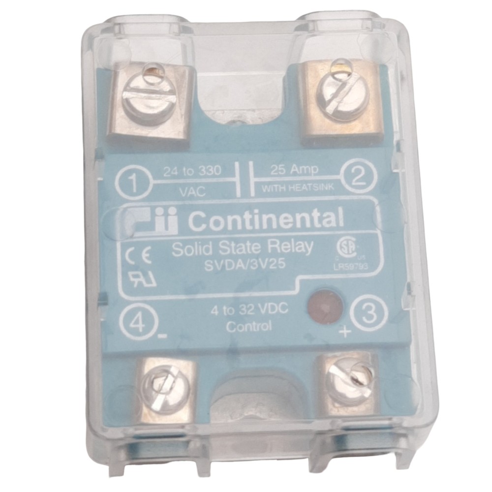 Continental SVDA-3V25 Solid State Relay 24-330VAC, 25A, 4-32VDC Control