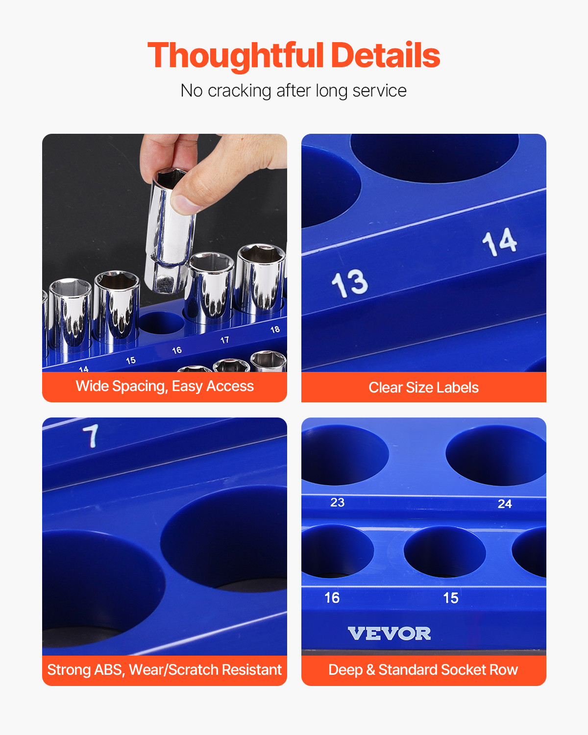 VEVOR Magnetic Socket Organizer Set 6PCS Socket Trays Blue & Red for Metric SAE