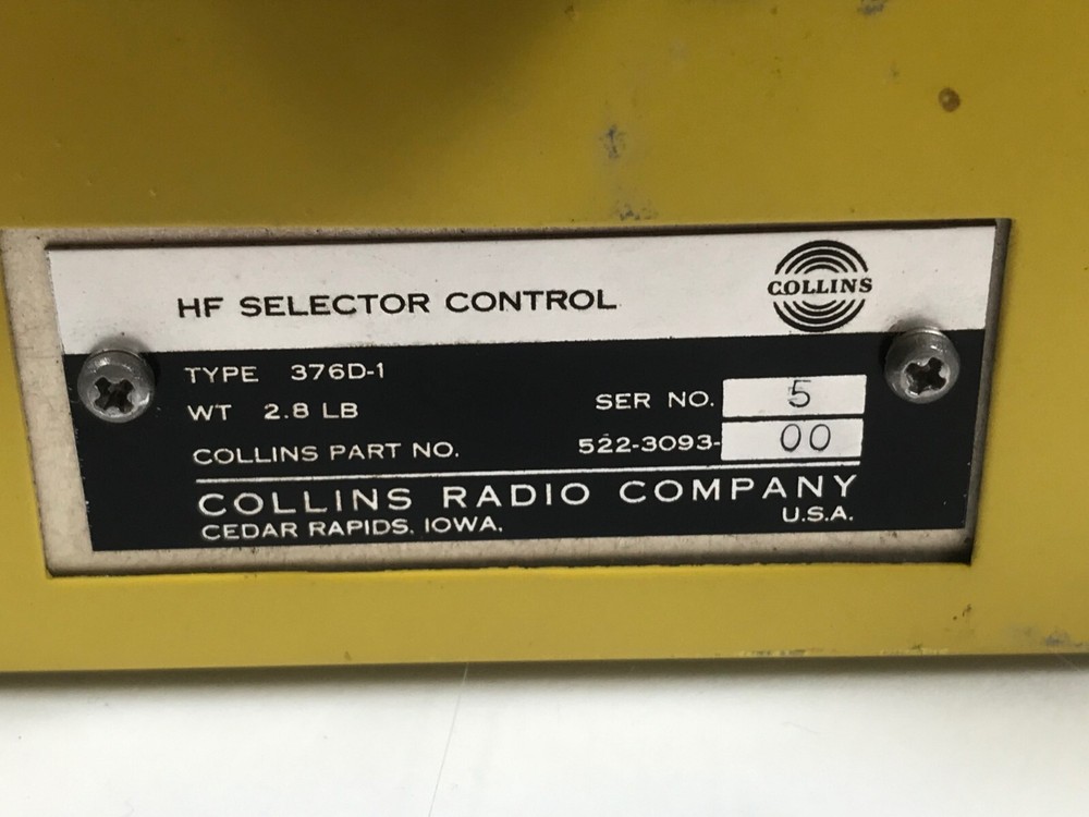 Collins 376D-1 HF Selector Control