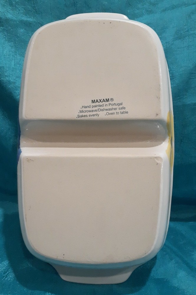 Maxam Stoneware Hand Painted Divided Baking Separated Serving Oven to Table