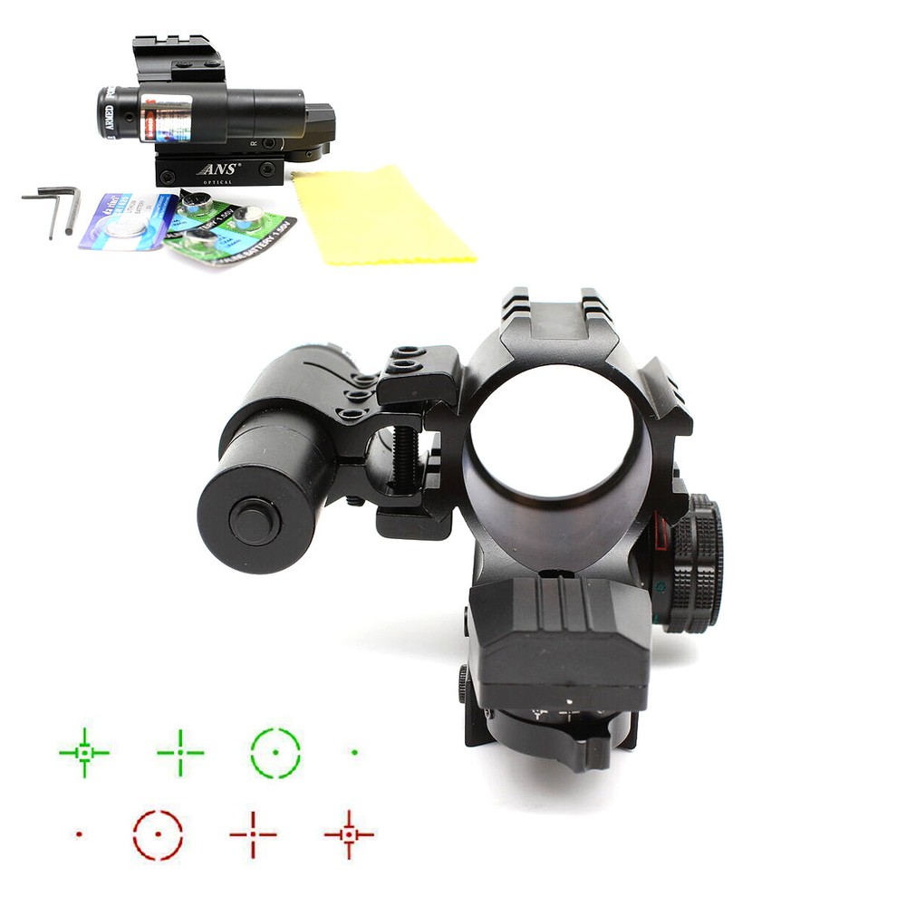 Holographic Red / Green 4 Reticles Reflex Dot Scope + Laser Scope Combo