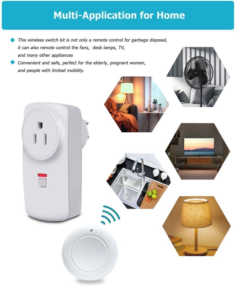 Disposal Sink Top Switch, Garbage Wireless Switch - Remote White