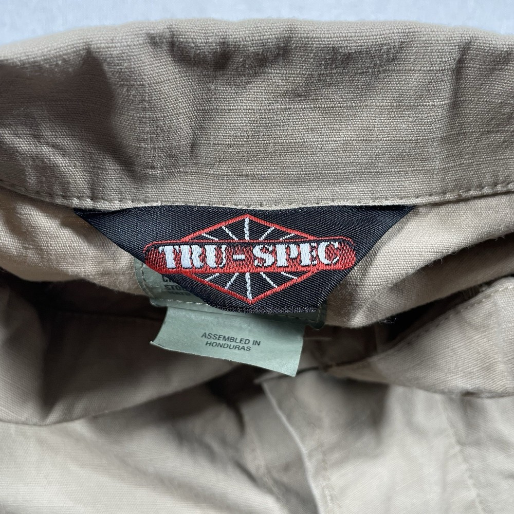 Tru Spec Combat Shirt Rip Stop Tan Medium Long Four Pockets Button Up
