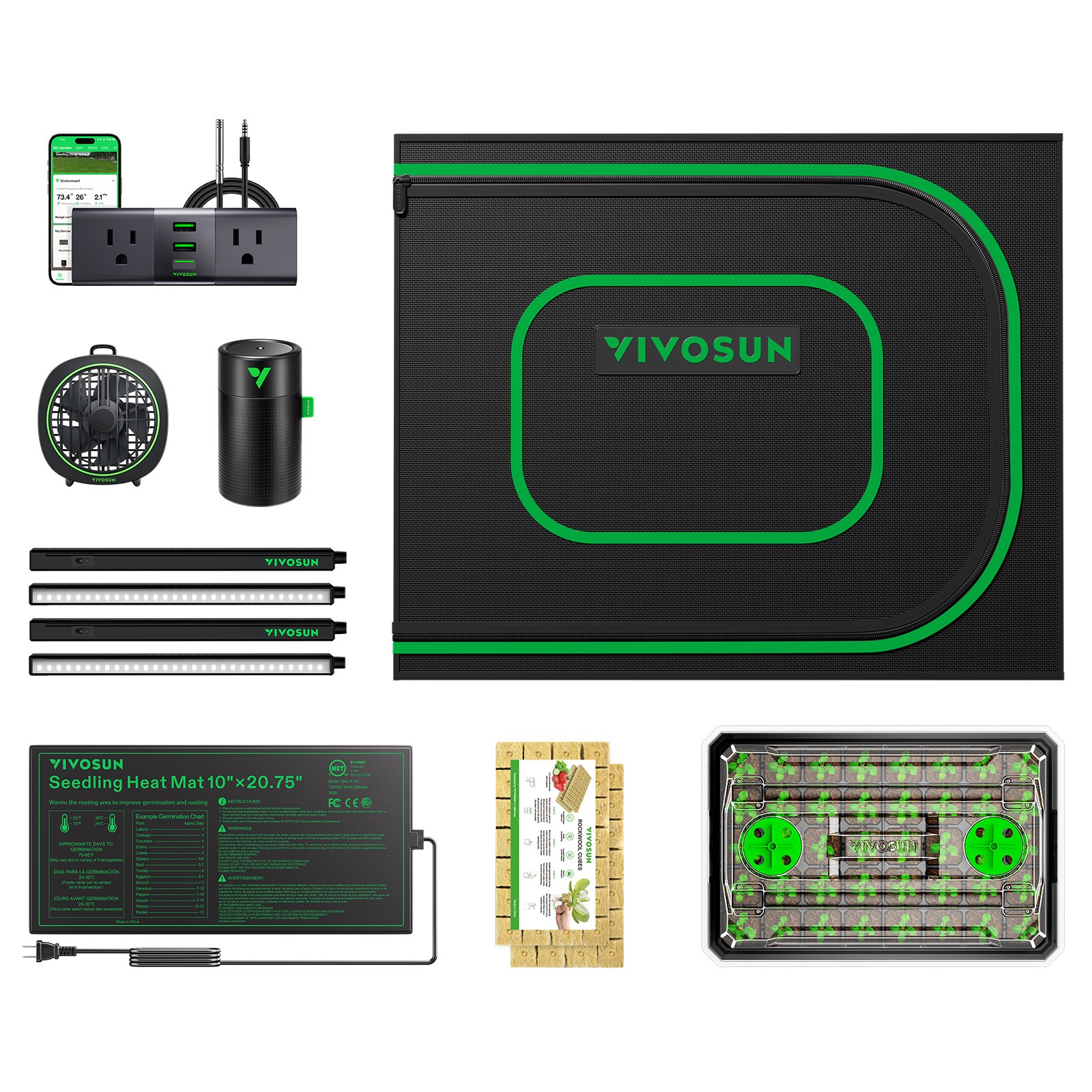 VIVOSUN Clone Tent Kit 24″x16″x20″ All-in-one Smart Seeding System A22 Control