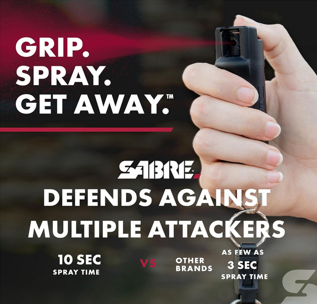 Sabre Red Pepper Spray with Quick Release Key Ring - Black