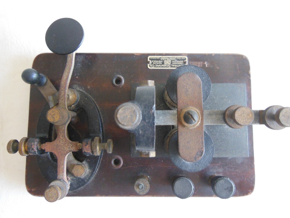 Antique Brass Telegraph Key & Sounder Set on Wood Base | Morse Code Railroad Ste