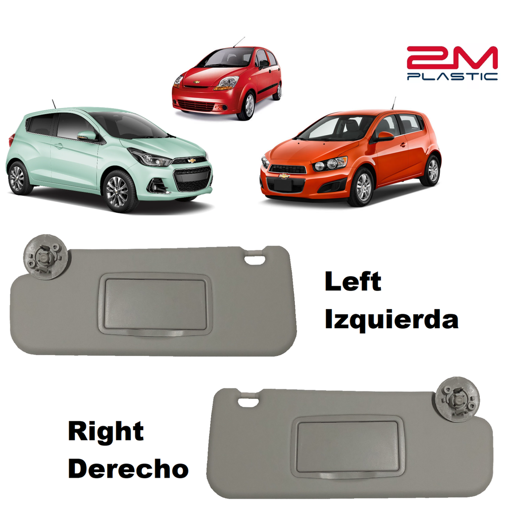 Sun Visor for Chevy Spark 2011-2022 Set Pair Left + Right LH + RH Gray 2MPLASTIC