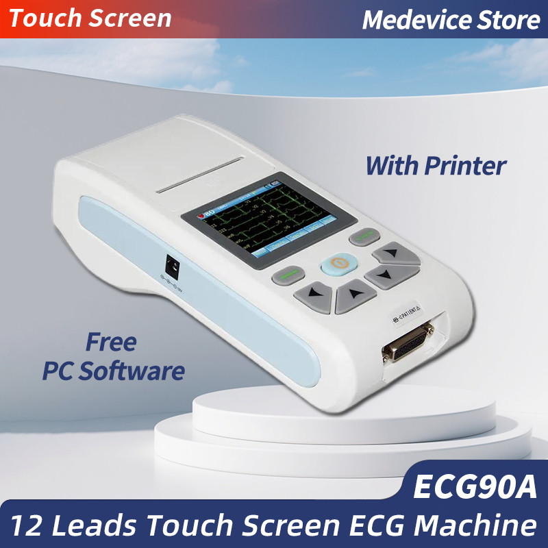 12-lead ECG/EKG Machine Electrocardiograph Touch Screen with Printer PC Software