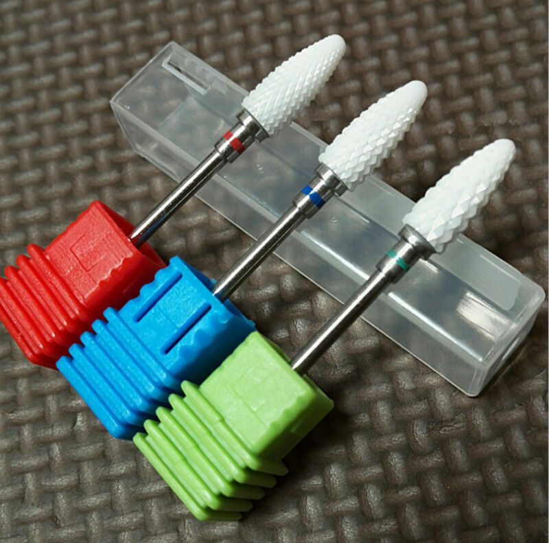 Ceramic Nail Drill Bits Set, Shank Professional Corn Shape 5pcs