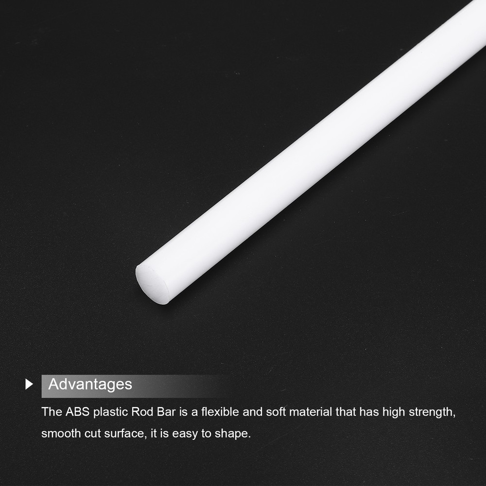 2Pcs ABS Plastic Rods, Diameter 12mm Length 300mm White Stick Solid Bar