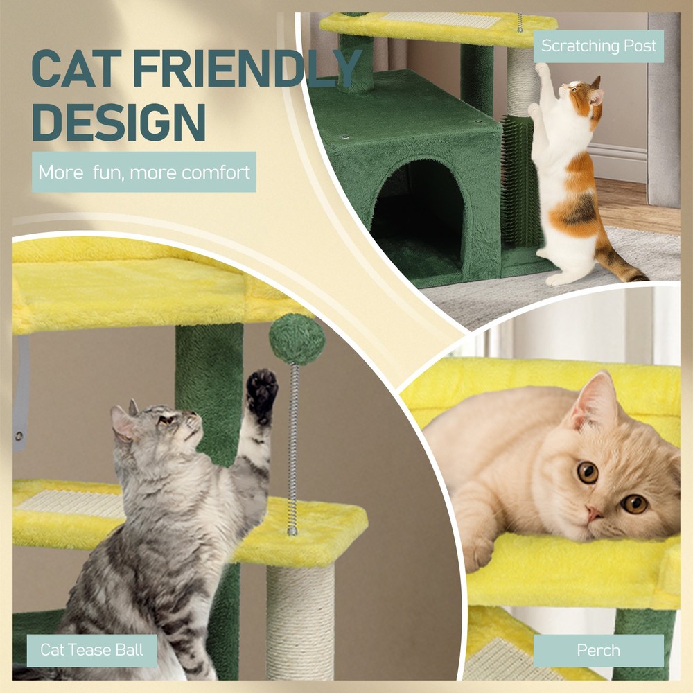 27.5in Cat Tree, Multi-level Cat Tower with Cat Scratching Post and Pad