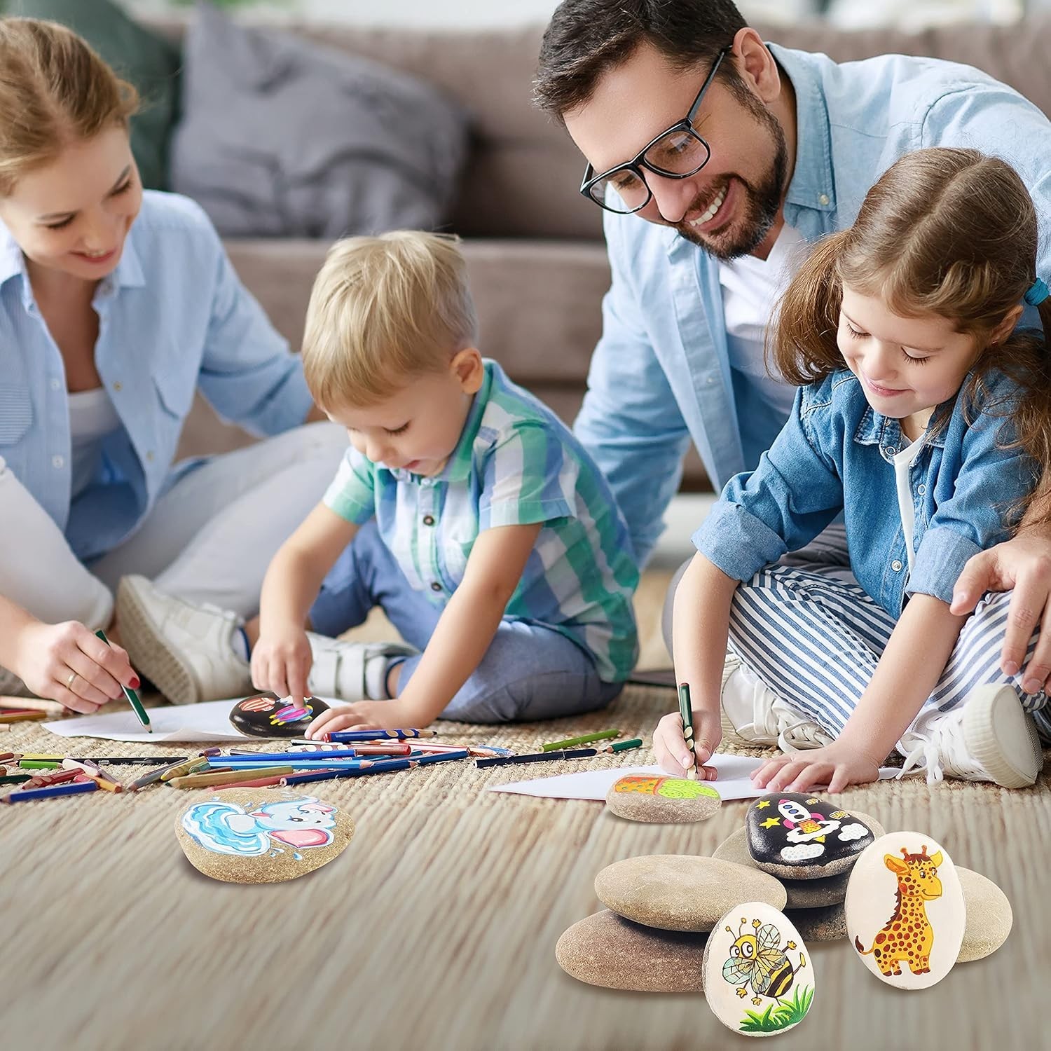 10 Pack Large Flat River Rocks 2-3 Inch Natural Stones for Painting Crafts