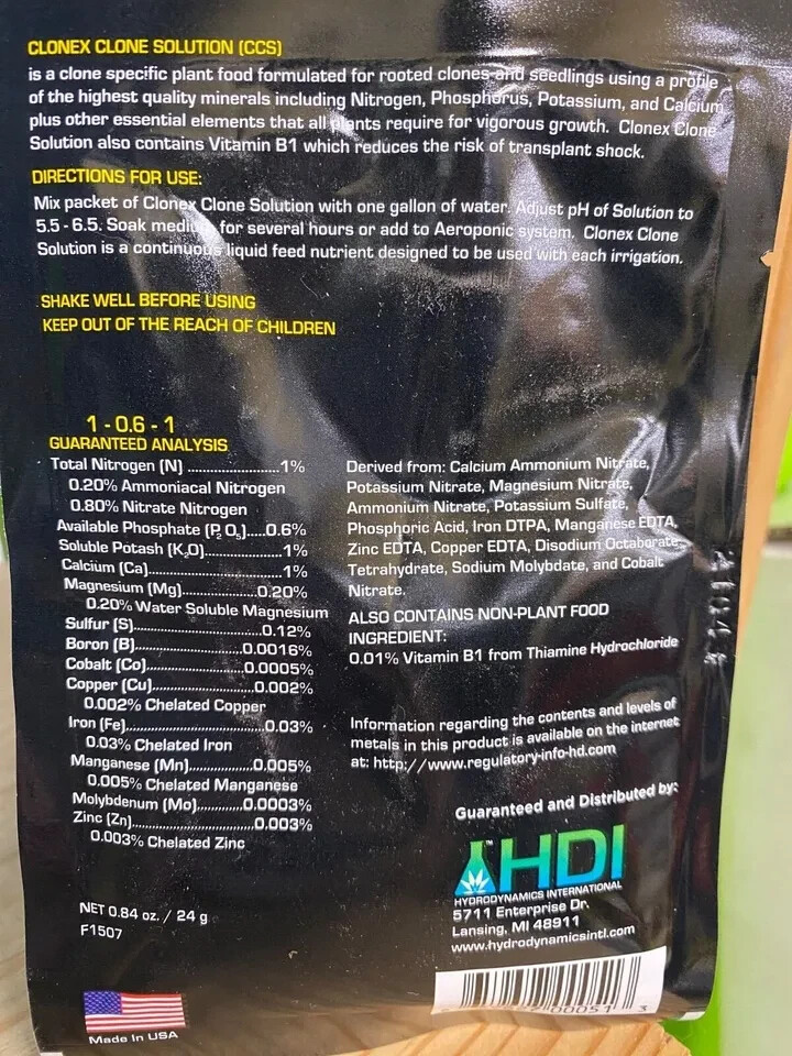 Clonex Clone Solution 20 ml Packet, For Rooted Clones & Seedlings