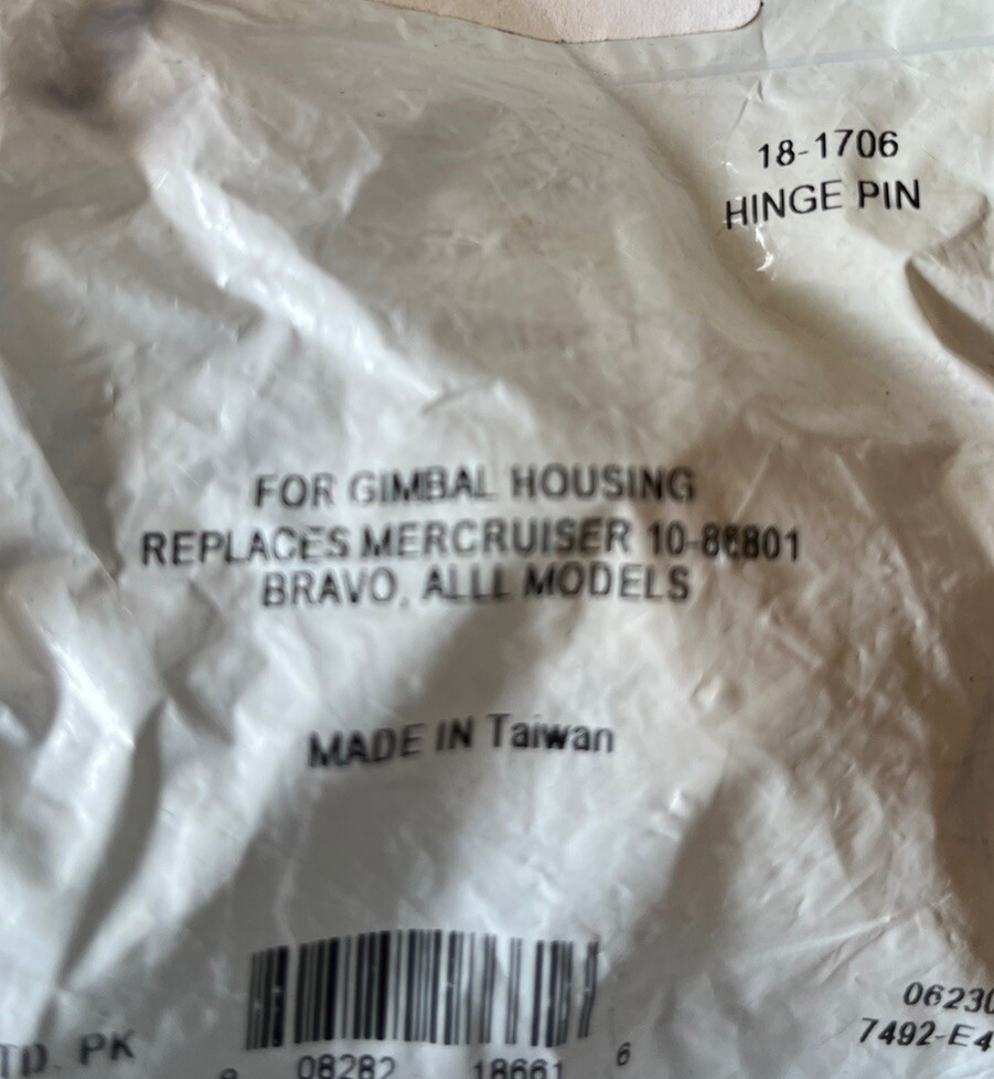 Sierra 18-1706 Hinge Pin Mercruiser 10-86801 Bravo