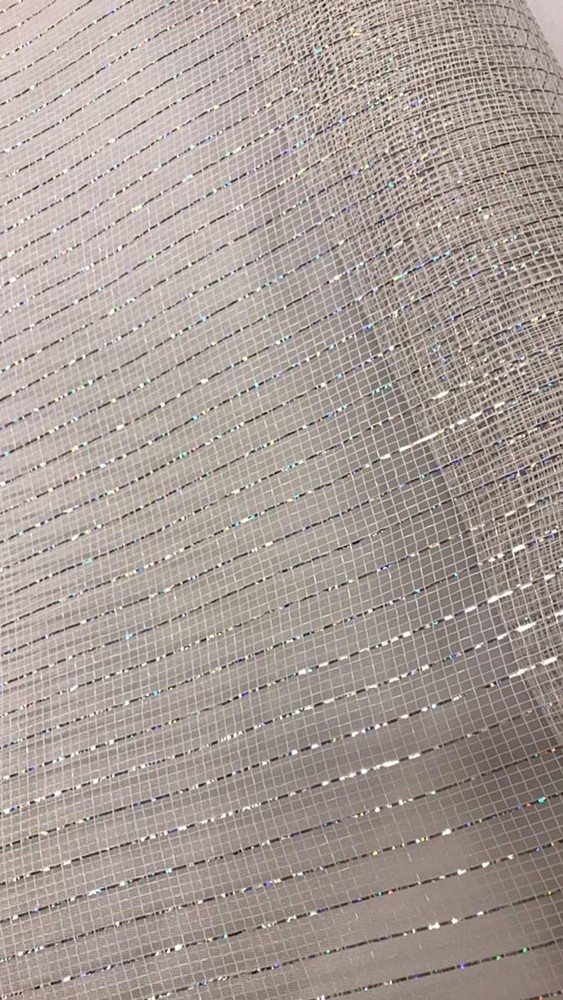 White Iridescent Glitter Poly Mesh Roll 21" x 30 Ft