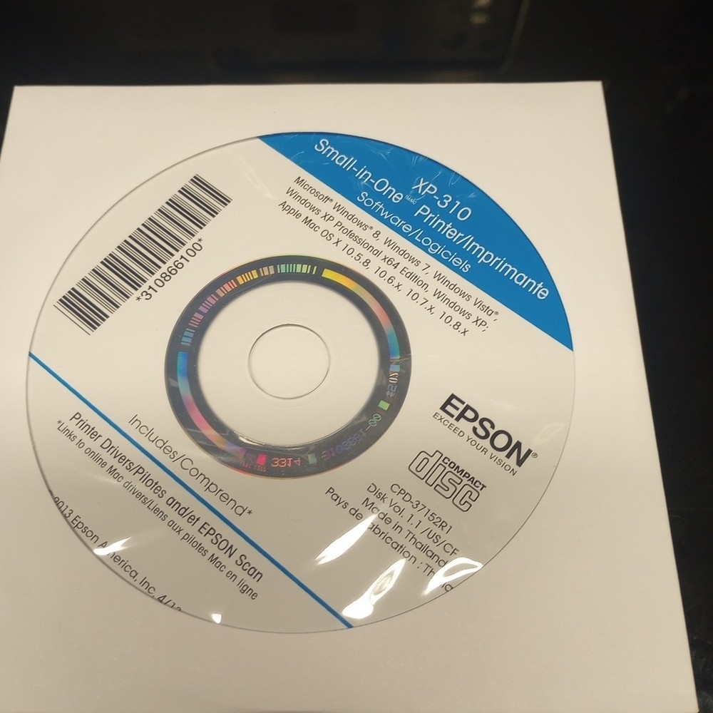 Epson XP-310 Small-in-One Printer Manuals, Quick Guide & Software CD Disc Driver