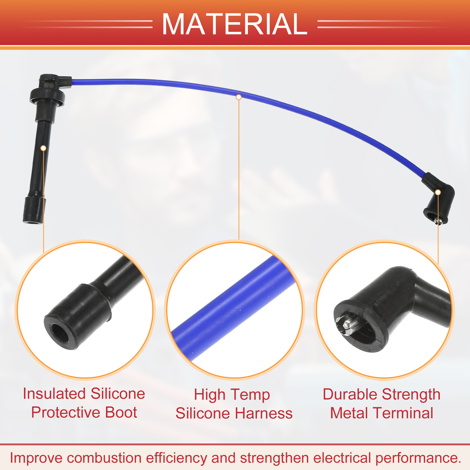 Pack of 4 Car 7mm Spark Plug Ignition Coil Wires fit for Honda Civic 1992-2000