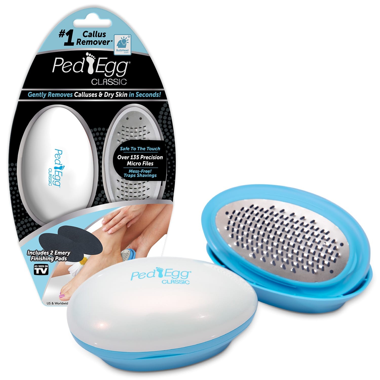 PedEgg Original Ergonomic Foot File and Callus Remover by BulbHead