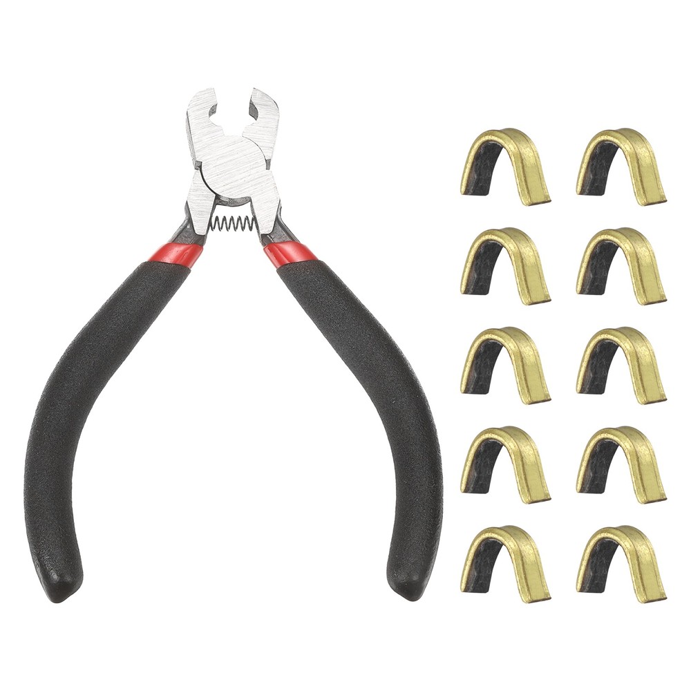Bow String Nocking Points Set, 10 Pcs Black Brass Nocking Points and 1 Pliers