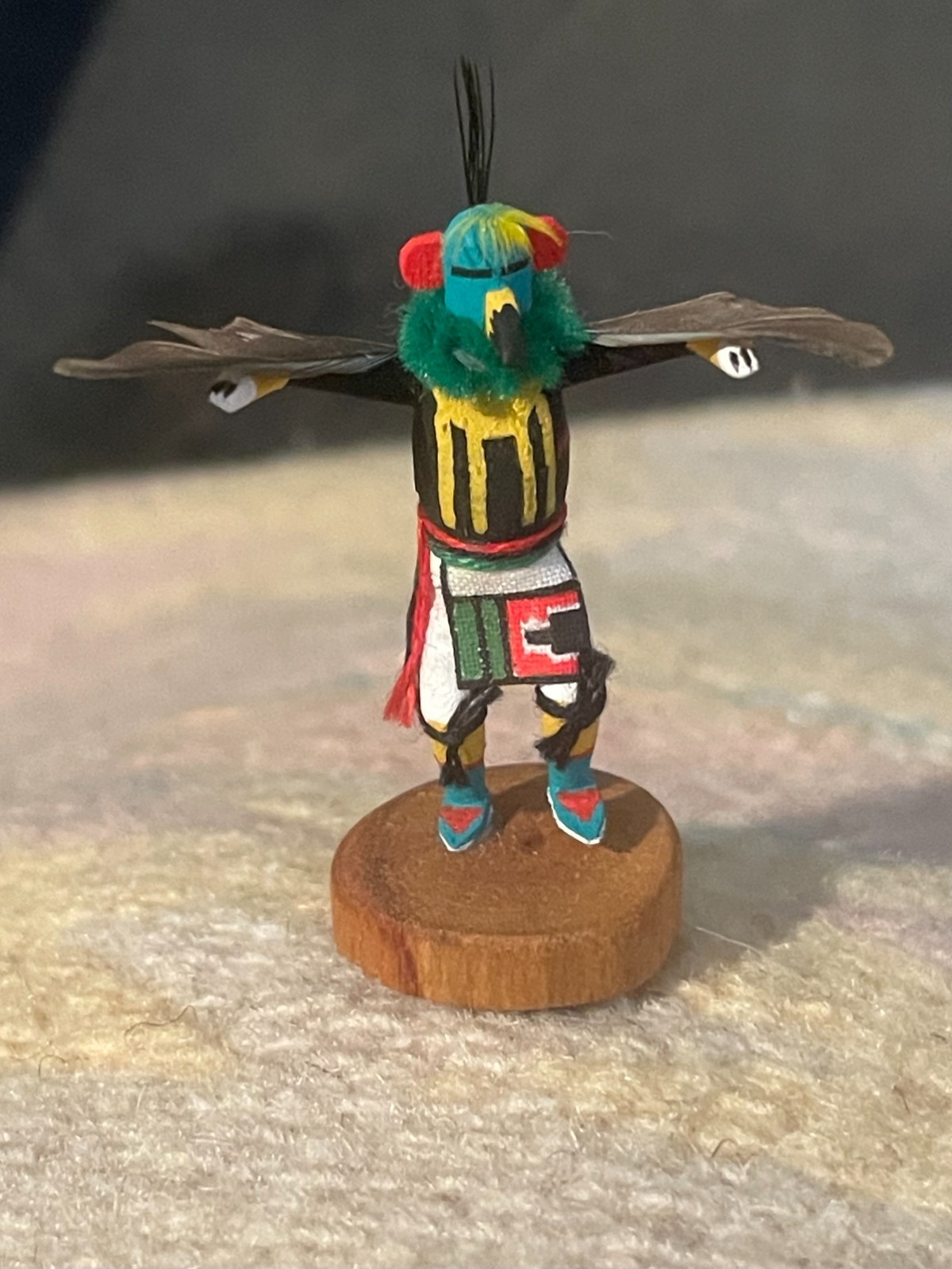 TINY ART-MINIATURE-NATIVE AMERICAN-KACHINA-SIGNED HOPI EAGLE '99-NEW CONDITION