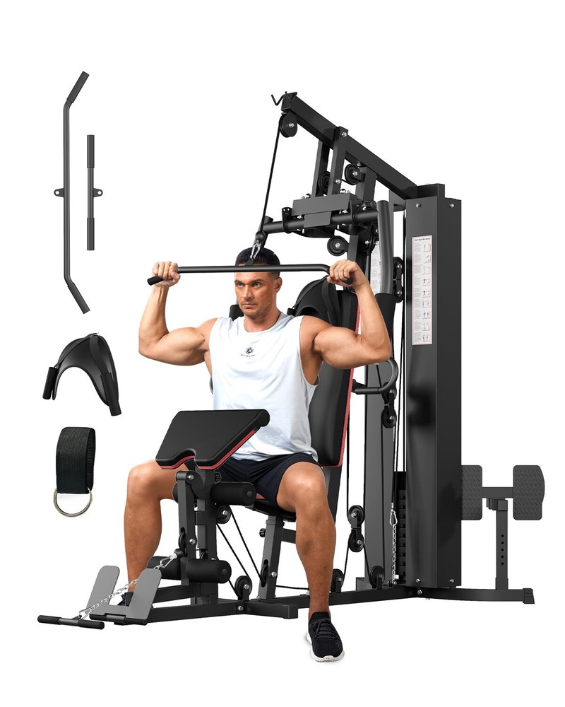 🔴150 Lbs Home Gym Machine Multifunctional Workout Equipment with Weight Stack