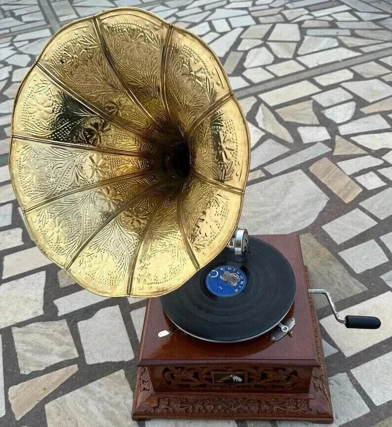Vintage Gramophone, Fully Functional Working Phonograph, win-up record player