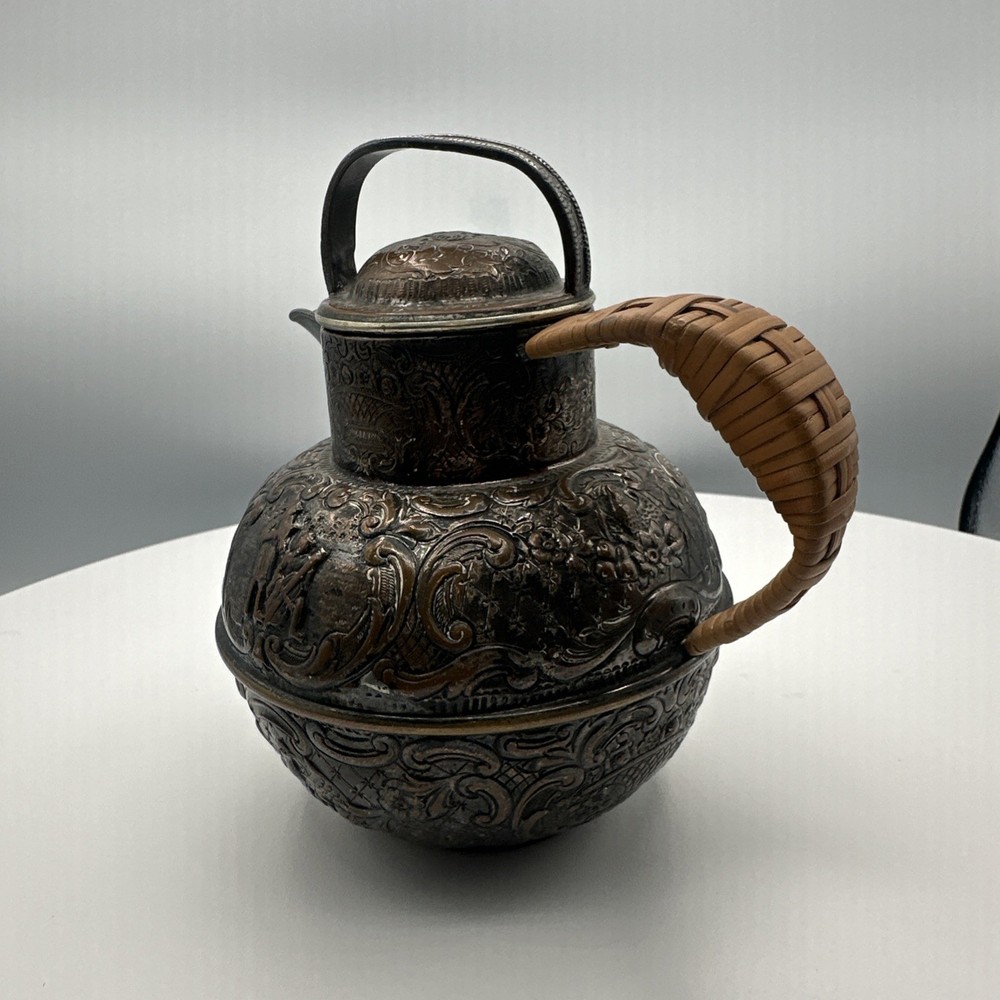 Antique E.G. Webster & Sons Repoussé Silver Plate Pitcher Figural Thermos