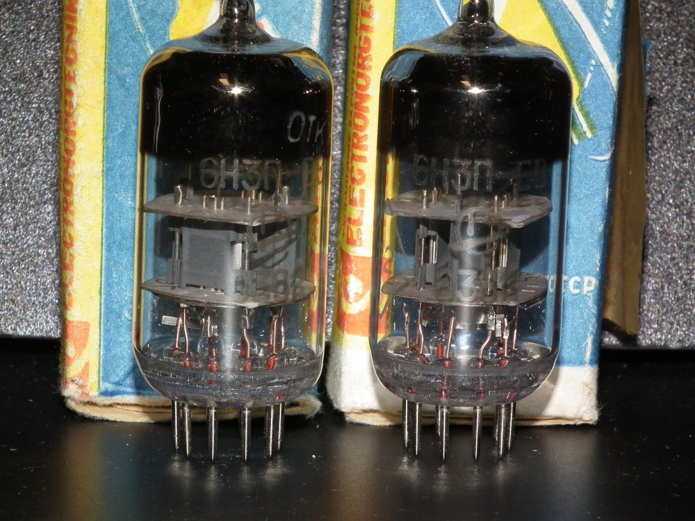 Platinum matched pair 6N3P-EV USSR Double Triode 1982