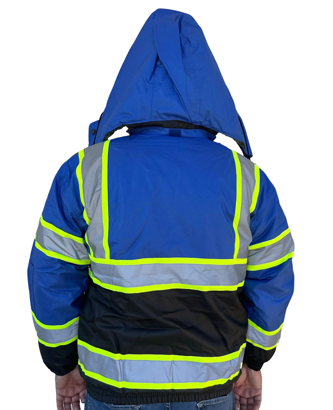 Class 3 Blue High Visibility Waterproof Bomber Jacket