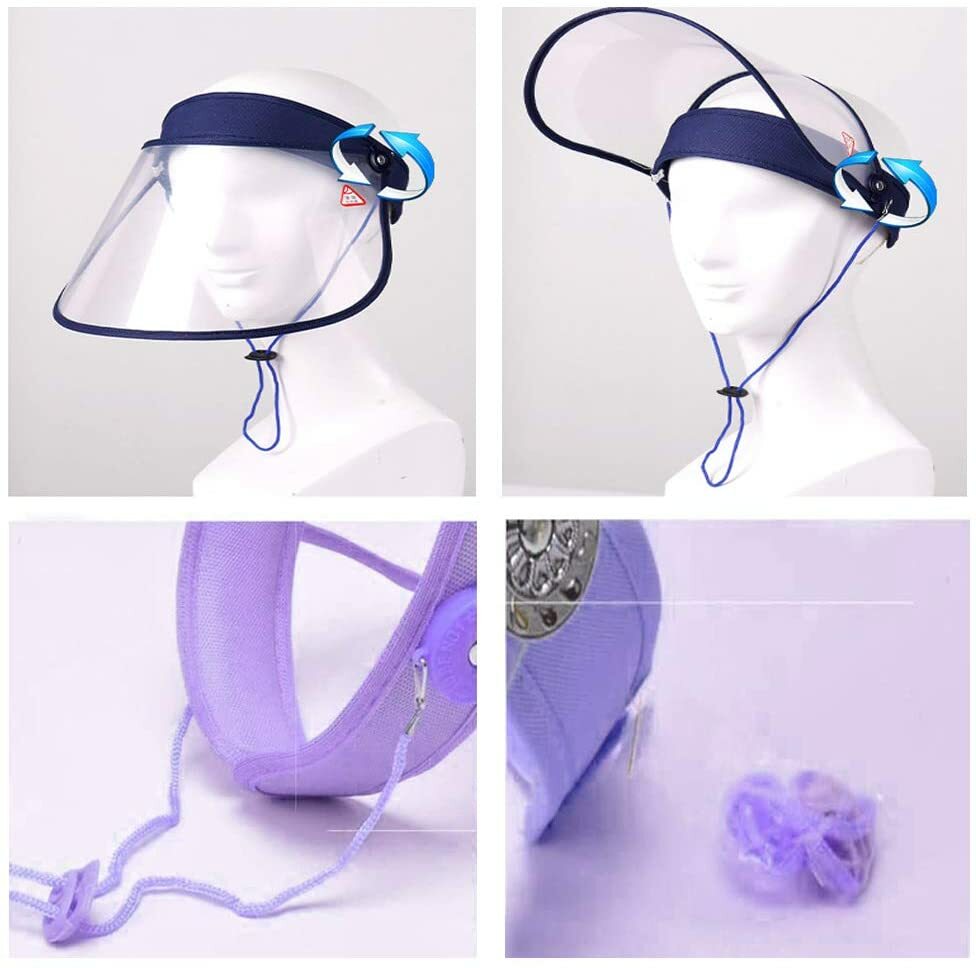 Adjustable Face Shield with Headband Clear Visor Purple Adjustable Visor 2 Pack