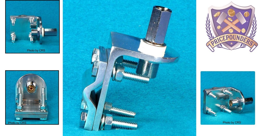 Durable Silver Mirror Mount for 3/8-24 Thread CB Antennas with SO239 Connector