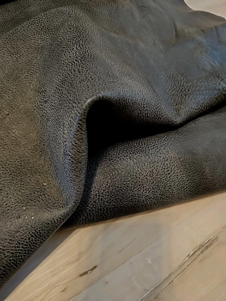 5oz STONE BLACK FULL GRAIN LEATHER HIDE MEDIUM SOFT PANEL/SHEET/SQUARE/12x12x24