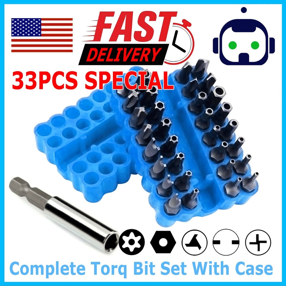 33 Torx Bit Set Tamper Proof Security Torq Hex Star Spanner Tri Wing Screwdriver