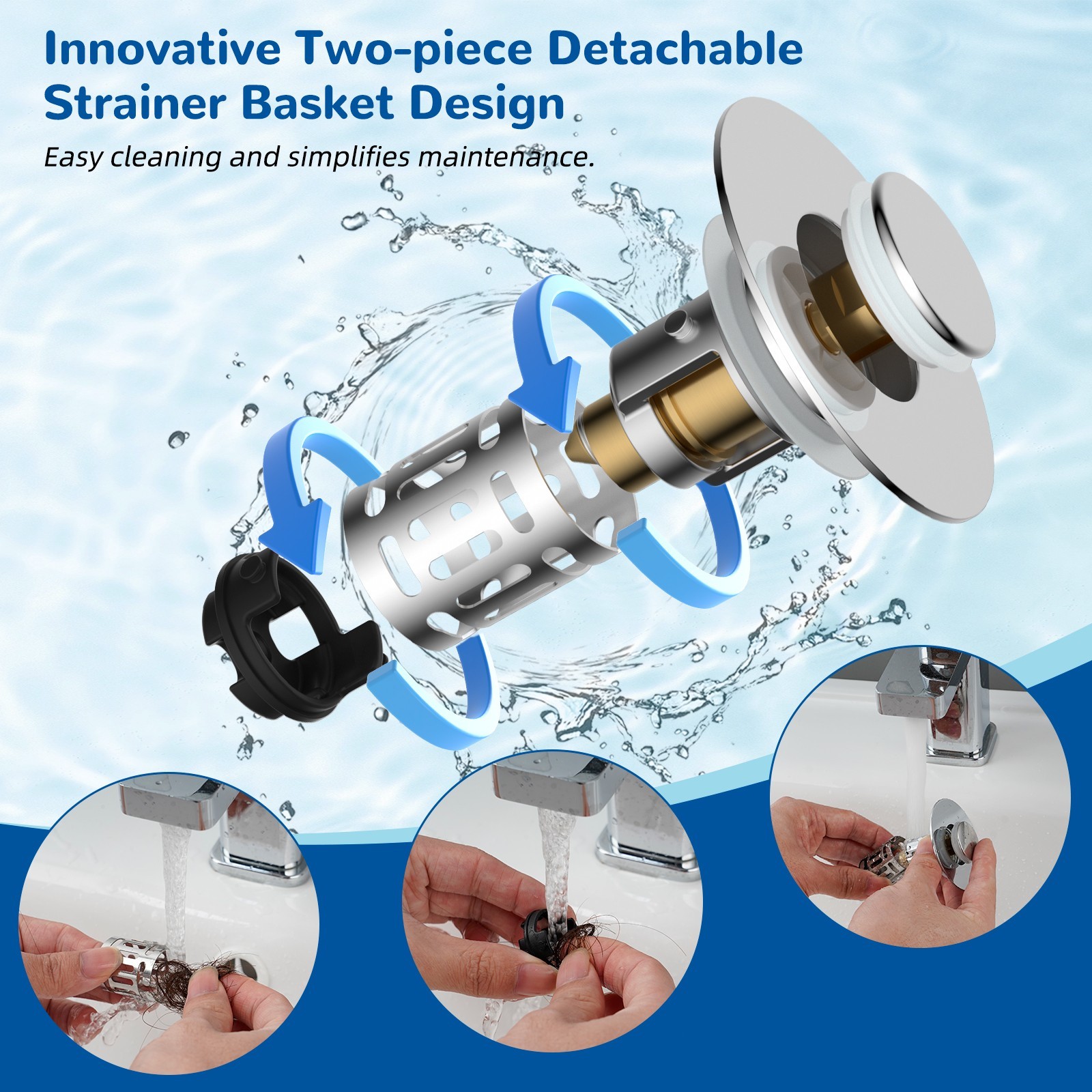 Universal Bathroom Sink Plug Stopper Wash Basin Core Bounce Pop Up Drain Filter