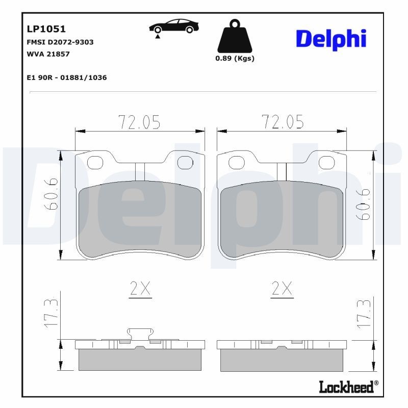Brake Pad Set, disc brake DELPHI LP1051