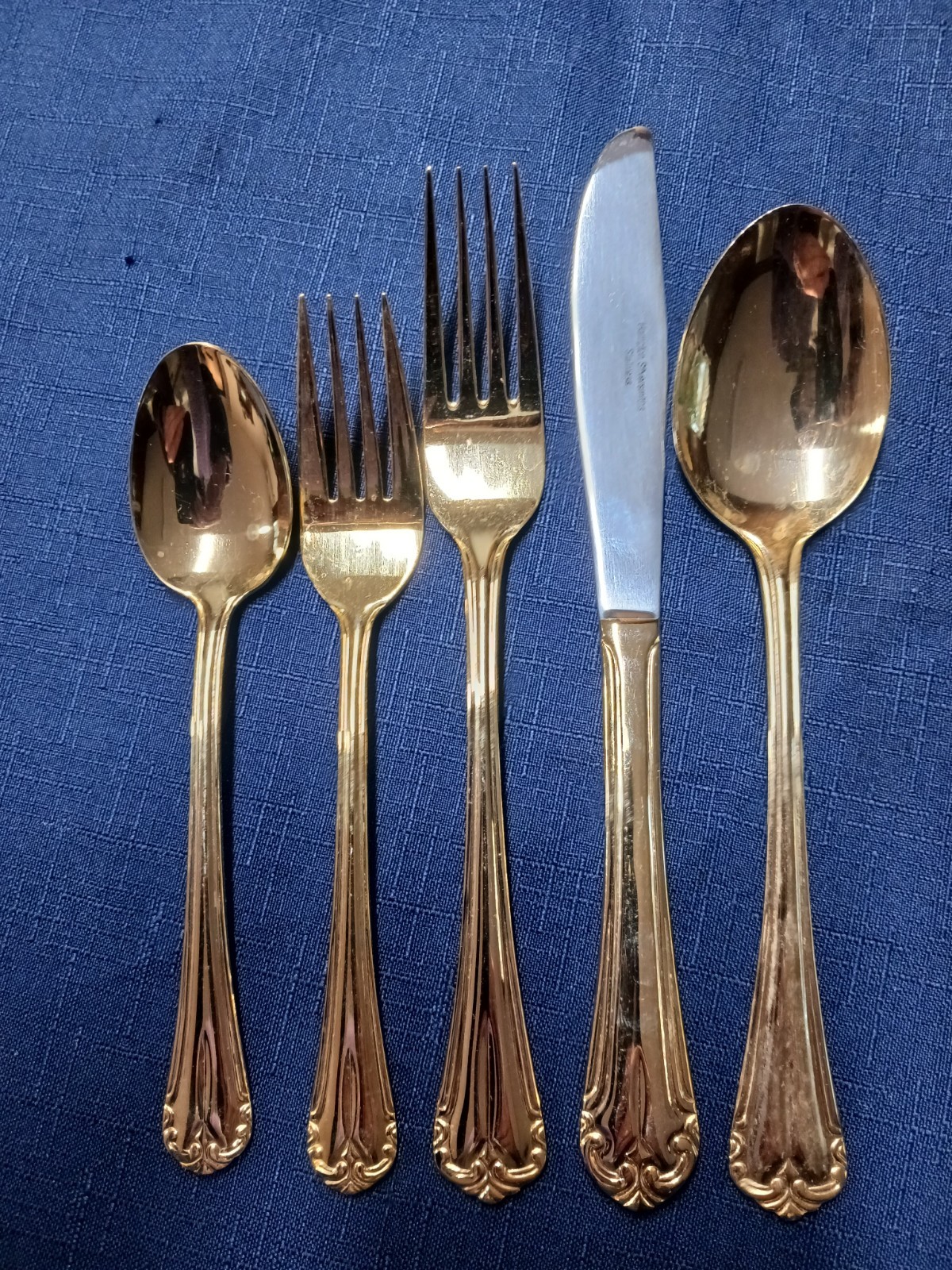 Hampton Silversmith’s Gold Electroplate Stainless Flatware 39 Pieces