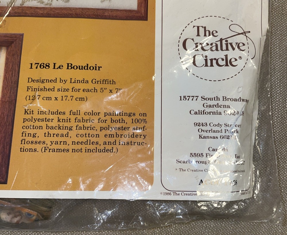 New Creative Circle Le Boudoir Pattern #1768 Needlepoint