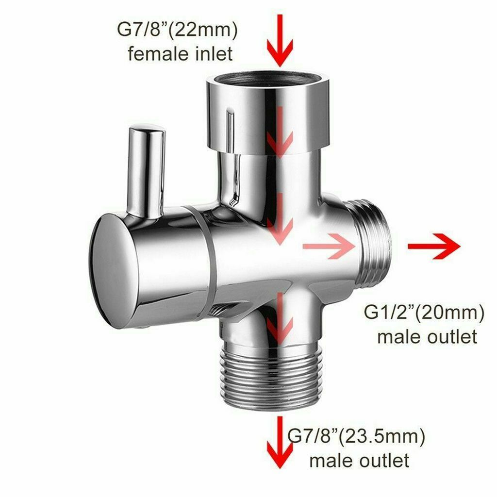 7/8" + 1/2" T-adapter Valve 3-Way Brass For Toilet Bidet Shower Head Diverter US