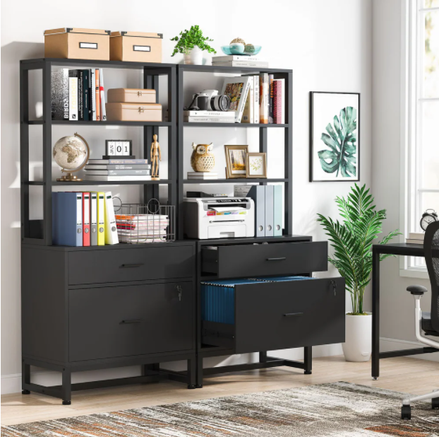 Cabinet Bookshelf Size Filing Vertical Storage Black Open Drawers Basic Shelving
