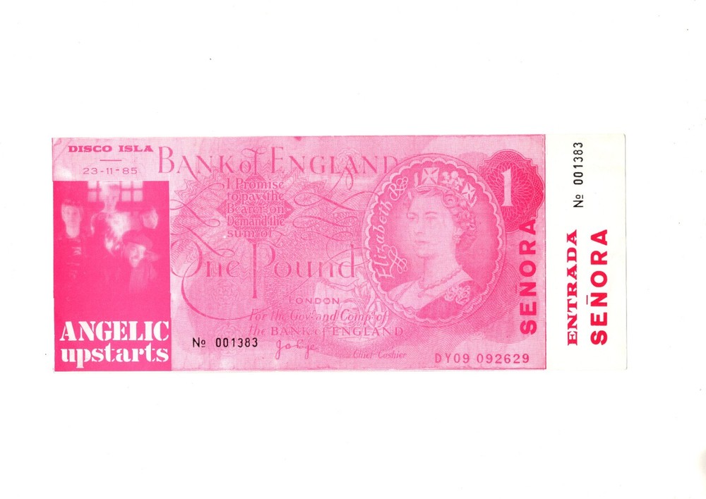 ANGELIC UPSTARTS Concert Ticket Stub VALENCIA SPAIN 11/23/85 DISCO ISLA PUNK PNK