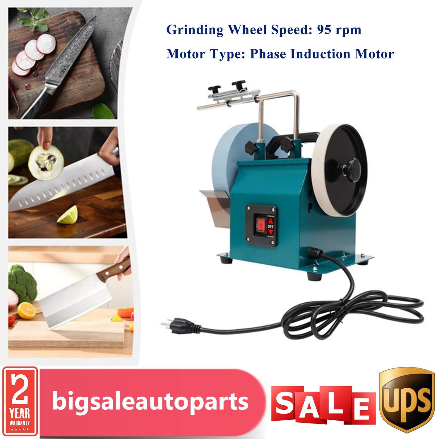 Electric Knife Sharpener Water-cooled Grinder Bench Wet Stone Grinding Machine