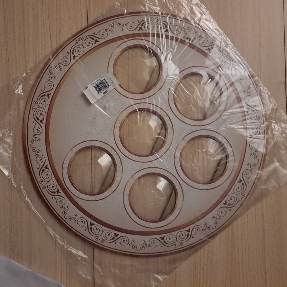 Brown and White Disposable Passover Seder Plate
