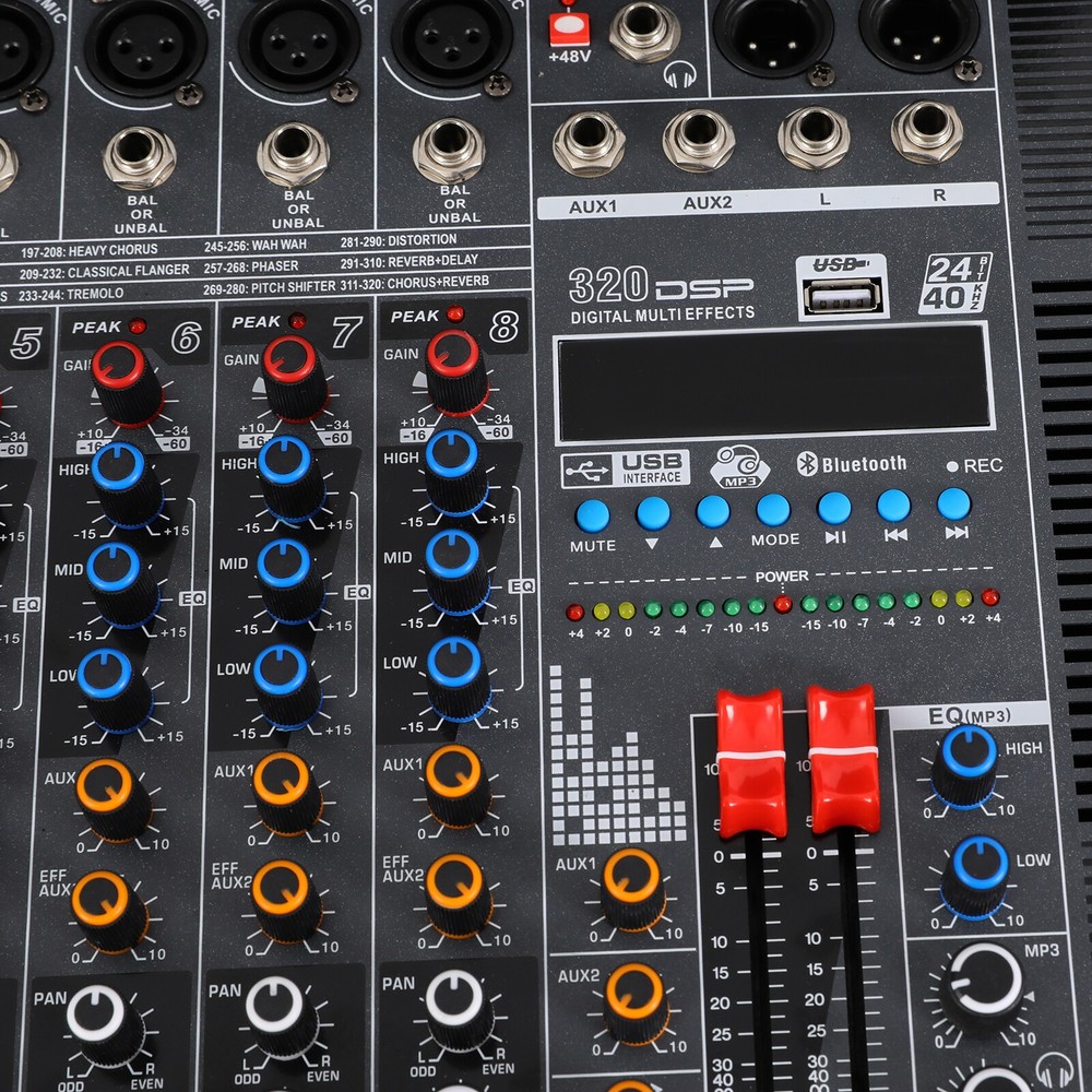 8-Channel Professional Bluetooth Live Studio Audio Mixer USB Mixing Console