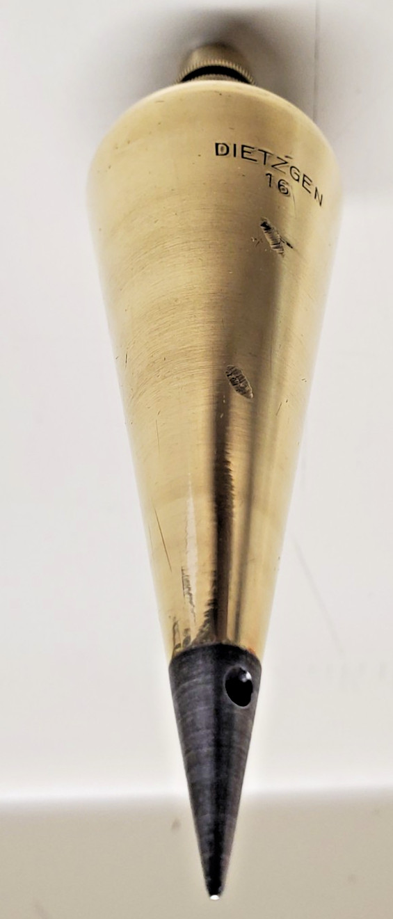 VINTAGE DIETZGEN #16 SOLID BRASS PLUMB BOB, 16 OUNCES, IN ORIGINAL BOX