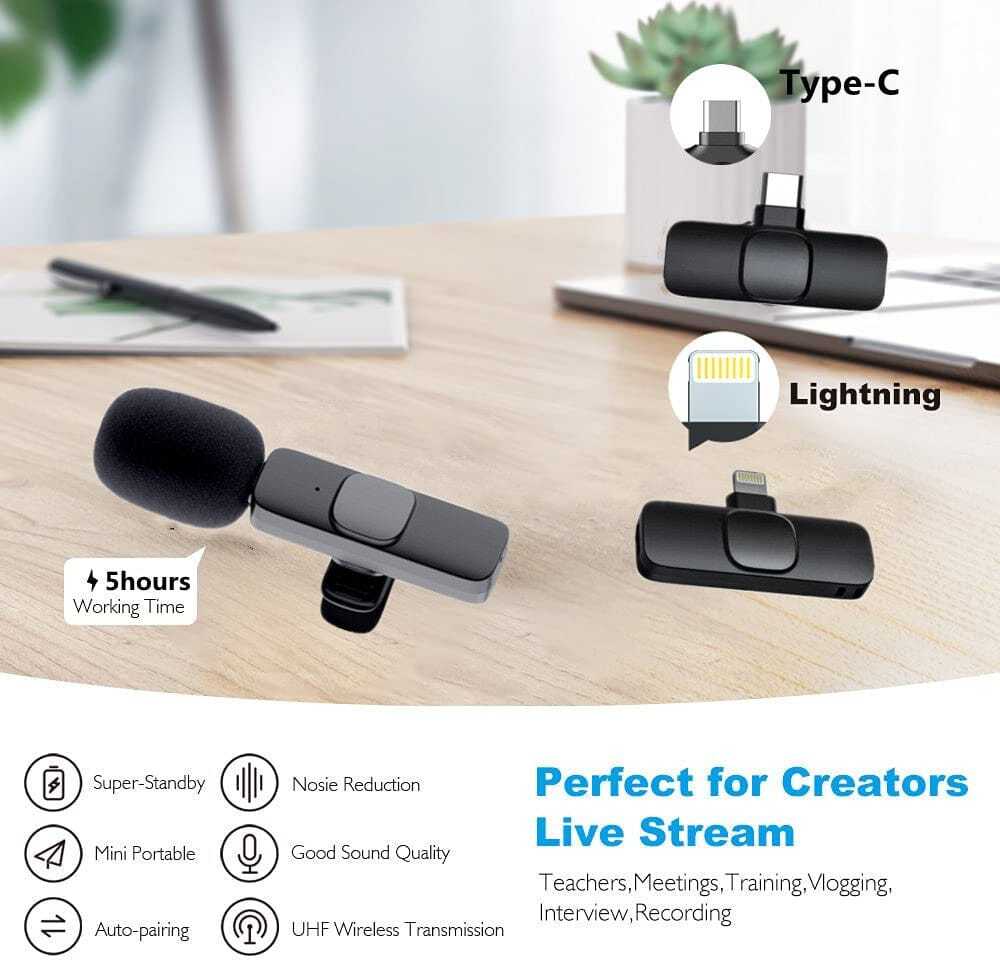 Noise Cancelling Mini Wireless Microphone For Ios Or Android