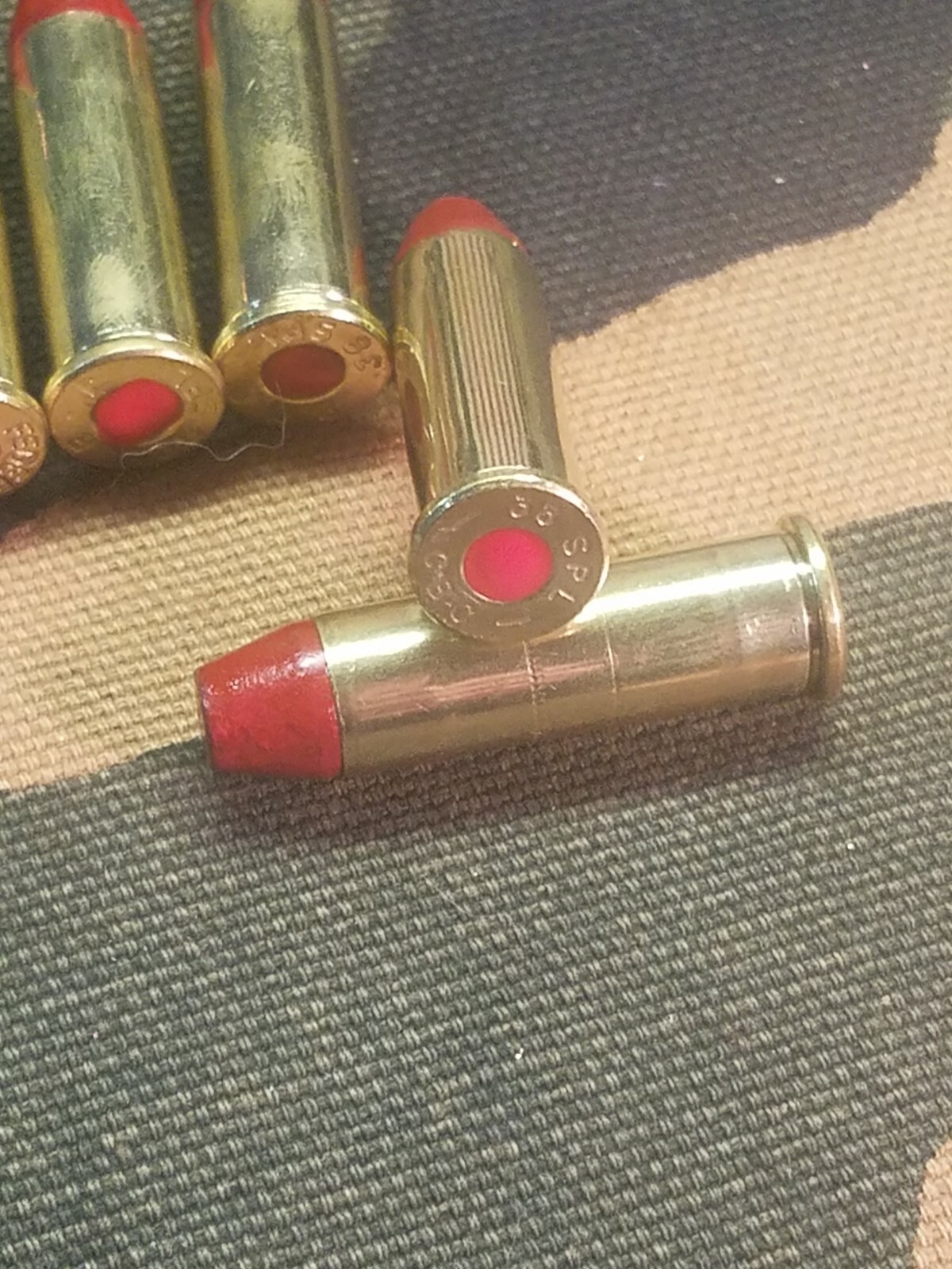 38 SPECIAL SNAP CAPS SET OF 10, RED AND BRASS, REAL 125gr WEIGHT!!!
