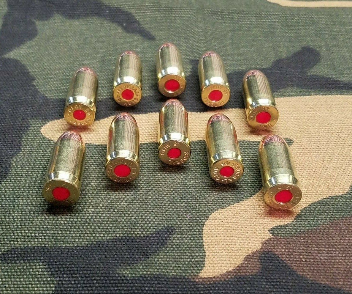 45 ACP SNAP CAPS SET OF 10 (BRASS+FMJ) REAL WEIGHT!!!