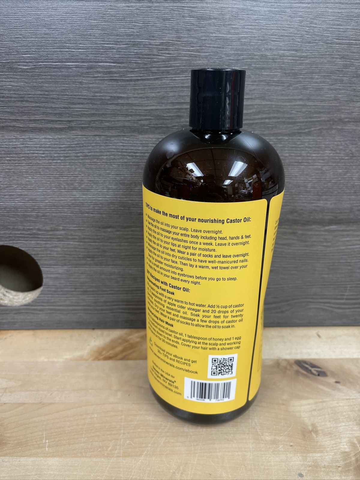 Seven Minerals Pure Cold Pressed Castor Oil - Big 32 fl oz Bottle Exp 09/26