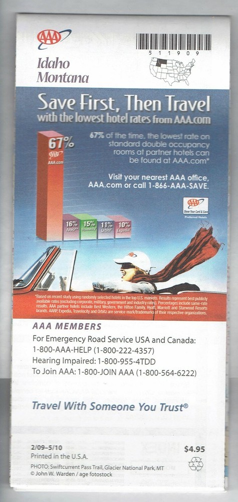 2009 AAA Map Idaho Montana